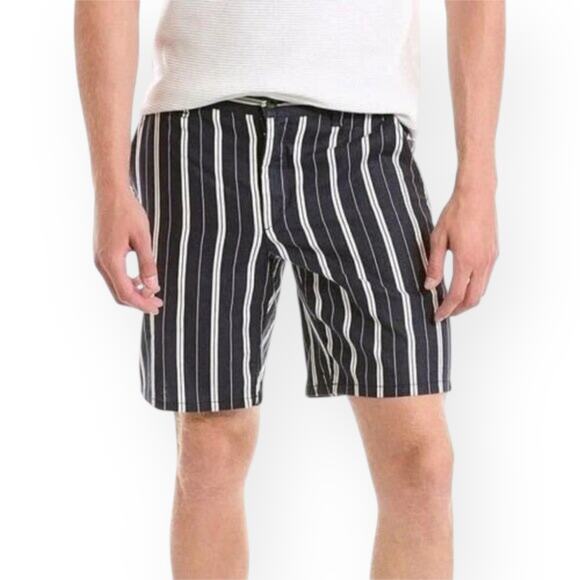RAG & BONE Perry Linen Blend Shorts Striped Navy Blue Coastal Beach Cruise Lake - Picture 3 of 16